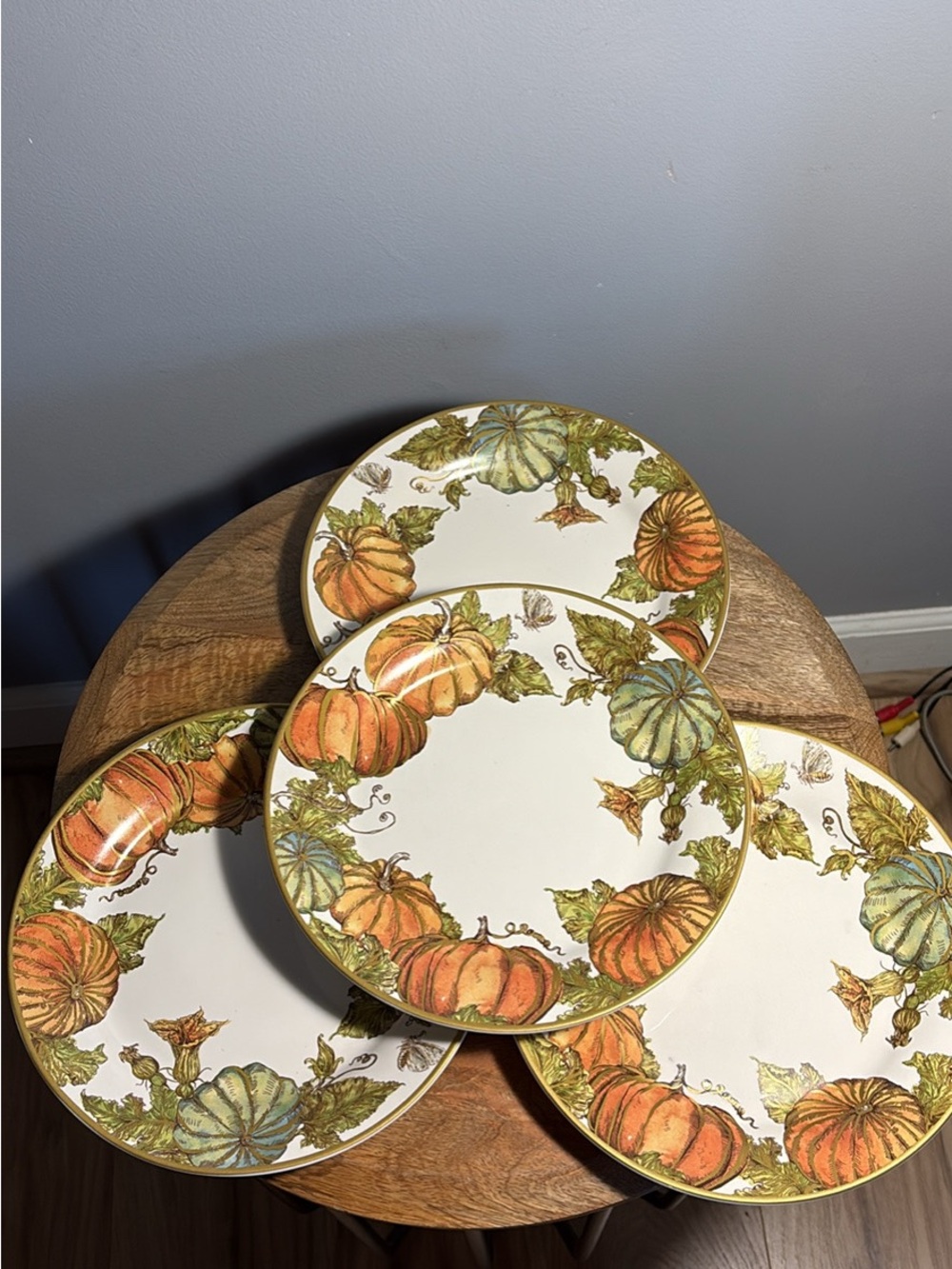 Pottery Barn Seasonal Pumpkin Accent Plates - White/Orange Set